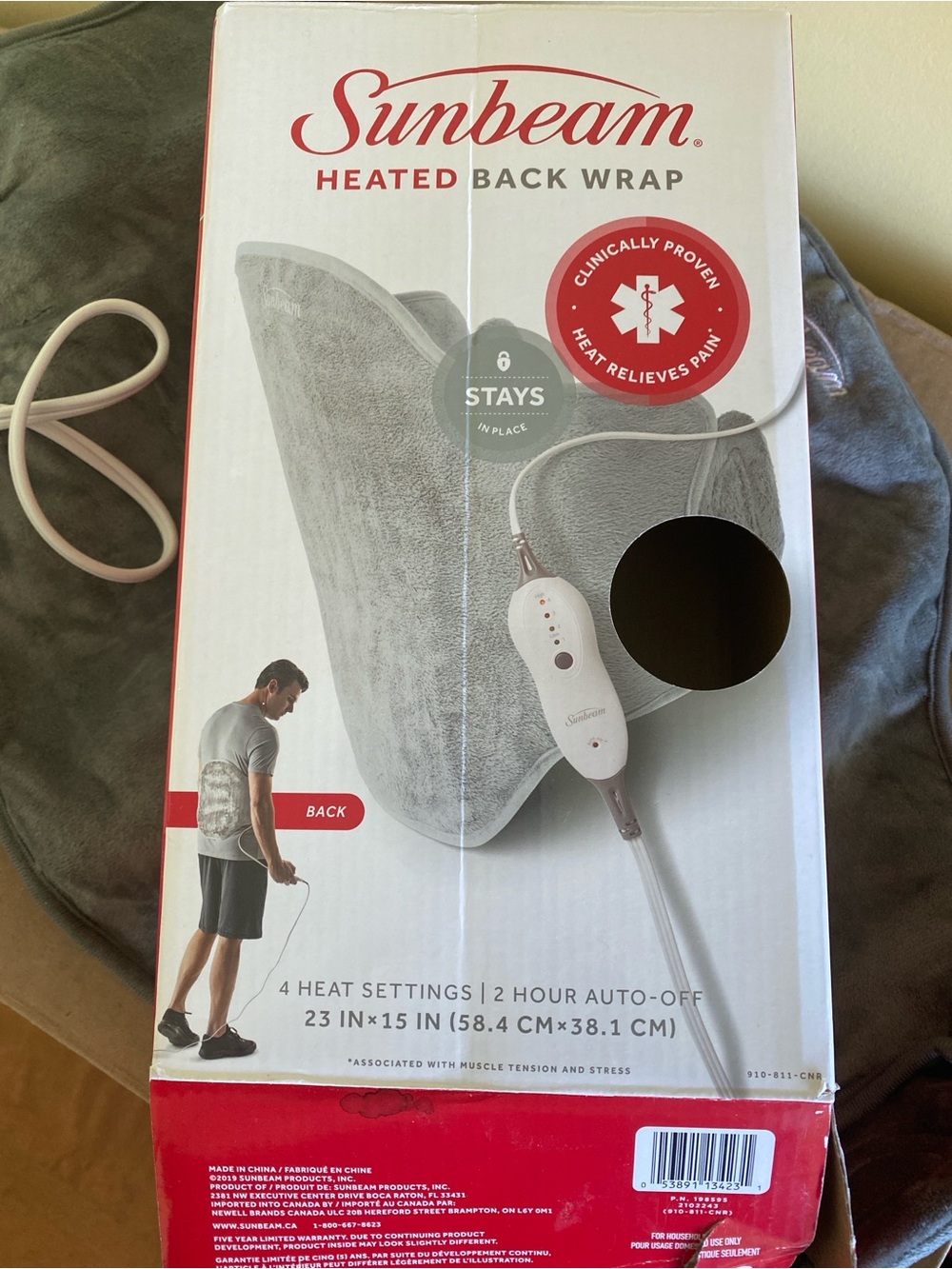 Sunbeam Heated Back Wrap Gray